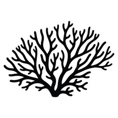 Naklejka premium Illustration of a black coral branch with many small branches, the coral is symmetrical and organic in shape