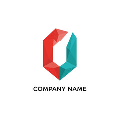 Geometric logo design with red and teal colors for a modern company.