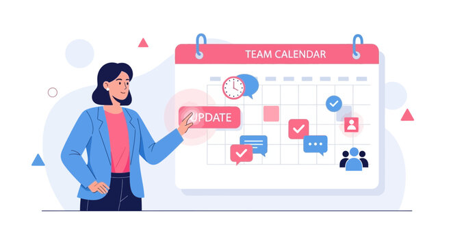 Businesswoman Scheduling Team Activities and Planning Events for Optimal Time Management Success