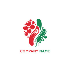 Microbial Logo Design Featuring Red and Green Microbes with Company Name.