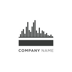 Minimalist Black and White Sound Wave Logo Design with Company Name Placeholder.