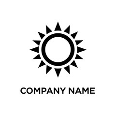 Minimalist Sun Icon with Company Name Below on White Background.