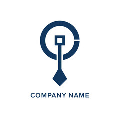 Modern abstract circular logo with a central line and geometric shapes.