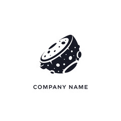 Stylized Moon Logo Design with Craters and Stars.
