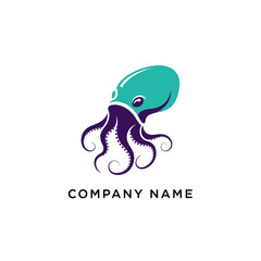 Stylized Octopus Logo Design with Teal Head and Purple Tentacles for Company Branding.