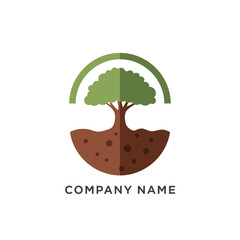 Stylized Tree Root System and Canopy Logo Design.