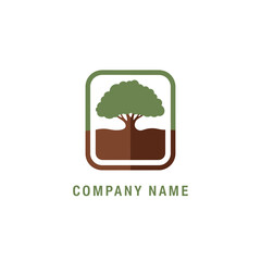 Stylized Tree Root System Logo Design.