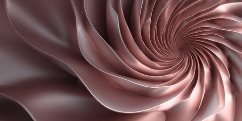 Smooth, swirling rose gold metallic surface creates an abstract hypnotic spiral pattern