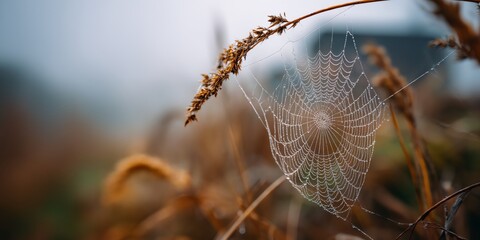 Spider web is on a plant