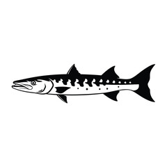 Fototapeta premium Illustration of a barracuda, showcasing its elongated body, pointed head, and sharp teeth, a formidable predator of the ocean