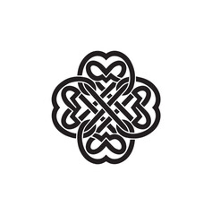 Symmetrical Clover Celtic Knot Silhouette Vector Illustration Design