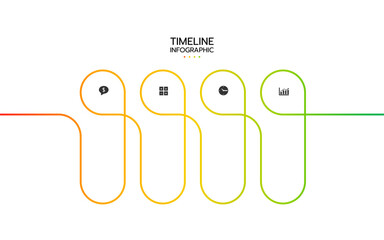 4 Steps elements placed in vertical row. Concept of 4 successive steps of project development process. Flat infographic design template. Simple vector illustration for business analytics.