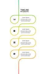 4 Steps elements placed in vertical row. Concept of 4 successive steps of project development process. Flat infographic design template. Simple vector illustration for business analytics.