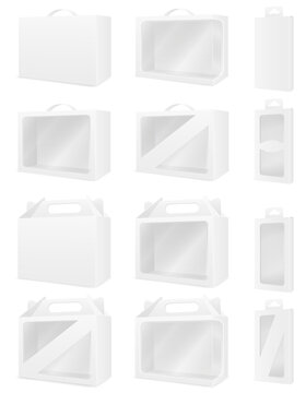 cardboard box packaging empty  blank template vector illustration isolated object icons