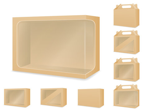 cardboard box packaging empty  blank template vector illustration isolated object icons