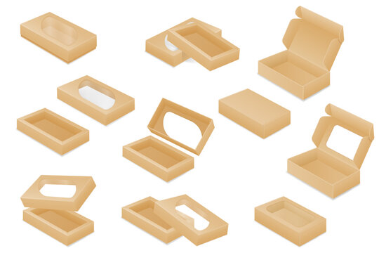 cardboard box packaging empty  blank template vector illustration isolated object icons