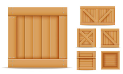 wooden box for the delivery and transportation of goods stock vector illustration isolated object icons