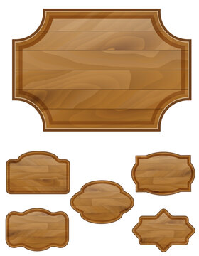 wooden sign board vector illustration isolated object icons