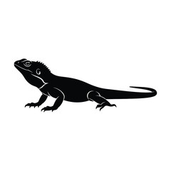 Naklejka premium Detailed silhouette of a lizard, showcasing its scales, legs, and tail, , providing a clear and precise representation of this reptile