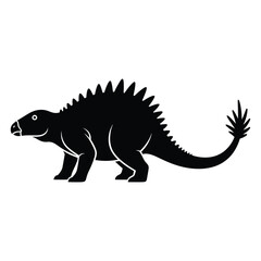 Fototapeta premium Silhouette of an ankylosaurus this monochrome image features a side view of the dinosaur, showcasing its distinctive features in a clean, minimalist style