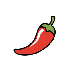 Bold Outline Red Chili Pepper Vegetable Simple Icon Illustration