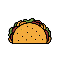 Simple Outline Delicious Taco Fillings Meal Outline Food Icon Graphic