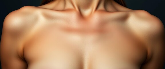 Close-up of a female torso, showcasing skin texture and subtle details, strong, graceful