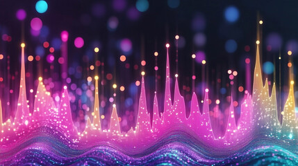 Colorful abstract light waves and bokeh for digital background design