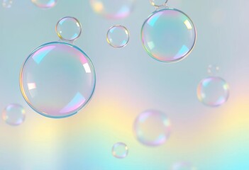 Close-up of iridescent soap bubbles floating in air,   delicate,  light