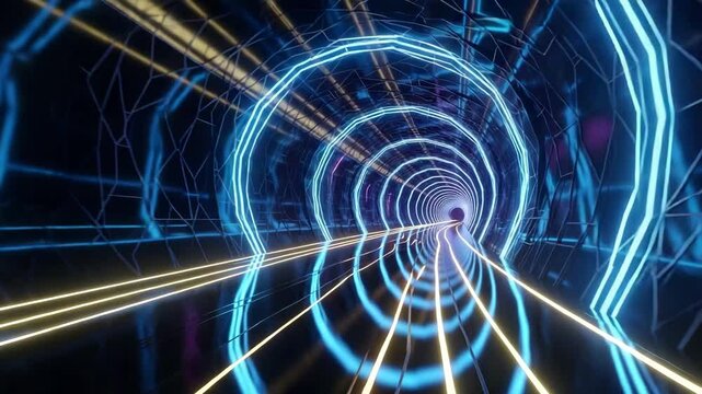Abstract digital energy flow graphic with circular lines