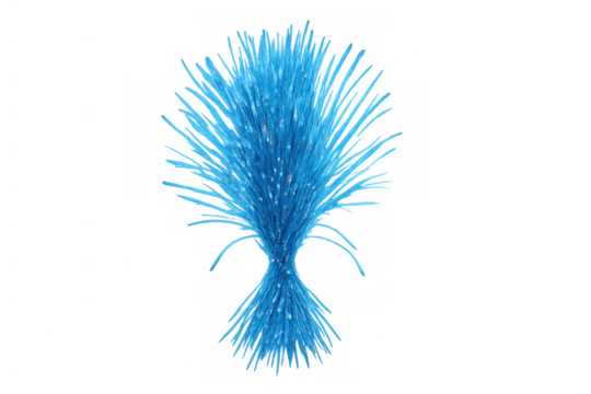 Fiber optic bristles creating abstract blue light flowing through modern technology network data concept - Powered by Adobe