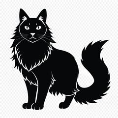 Obraz premium Stylized black cat silhouette with fluffy tail and mane