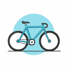 Stylized blue road bike icon in a flat design style. A clean and minimalist vector graphic representing cycling, health, and eco-friendly transport