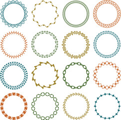 hand stitched effect circular frames.ai