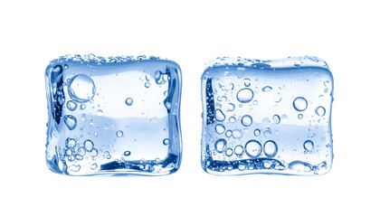 Transparent ice column with air bubbles isolated on transparent background