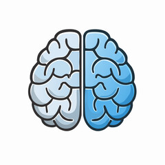 Conceptual illustration depicting the human brain's two distinct hemispheres, symbolizing the balance between analytical thought and creative processing in mental functions and intelligence