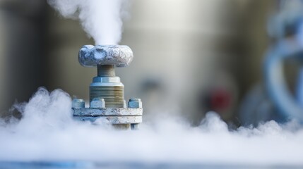 boiler. Industrial boiler safety valve releasing high-pressure steam, white vapor column. safety posters, maintenance manuals, designed for industrial assembly lines and welding operations.