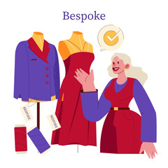 Woman Discussing Bespoke Garments Vector Illustration
