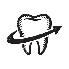 Stylized tooth with circular arrow indicating dental care or protection