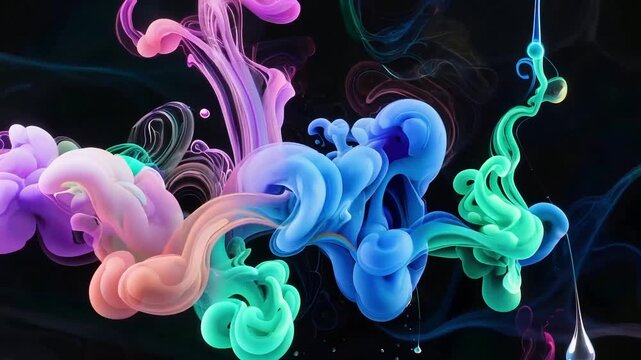 Abstract Watercolor Splash Fantasy Sky Colorful Smoke and Dreamy Background Animation