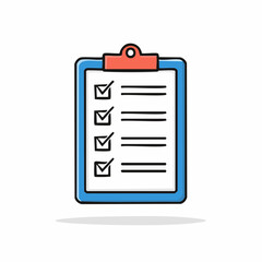 Colorful hand-drawn clipboard illustration with a fully checked task list, symbolizing successful completion, efficient organization, and enhanced productivity for business or project goals