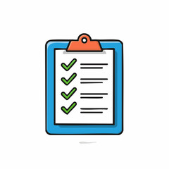Vector icon of a task list with green check marks symbolizing successful completion, organization, and productivity goals