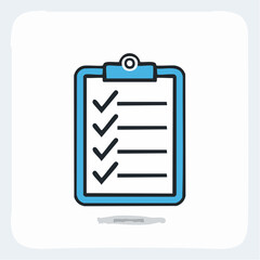 Vector icon of a to-do list on a clipboard with checkmarks for project management and organization