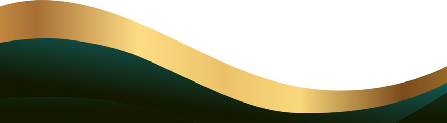 Luxury emerald green and gold foil wave corner border with metallic emerald ribbon sweep, perfect for elegant labels, packaging, invitations and background templates.