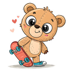 vector cartoon illustration hand drawn teddy bear