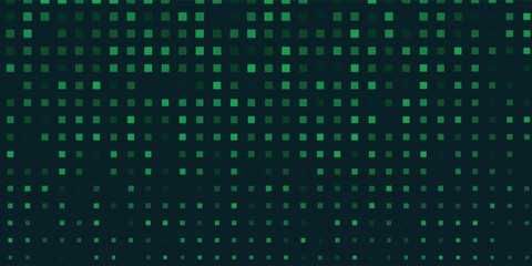 Digital green pixel pattern background with glowing squares - cyber grid for game interface, tech wallpaper.
