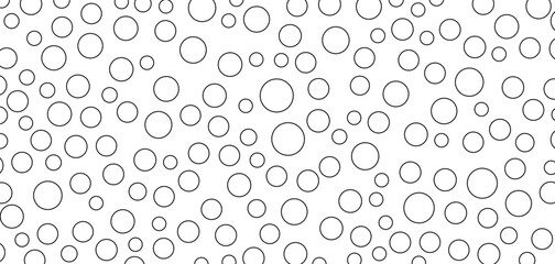 Seamless Abstract Circular Pattern of Outline Dots and Bubbles, Minimal Black Line Circles on White Background, Geometric Bubble Texture for Wallpaper, Textile, Wrapping Paper and Modern Graphic Desig
