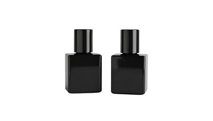 Obraz premium Modern square black nail polish bottle isolated on transparent background