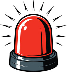 Bright red warning light flashing with rays indicating alert and danger vector