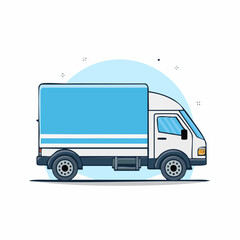 Delivery Truck Illustration A Blue and White Van for Transportation, Delivery, Logistics, and Shipping
